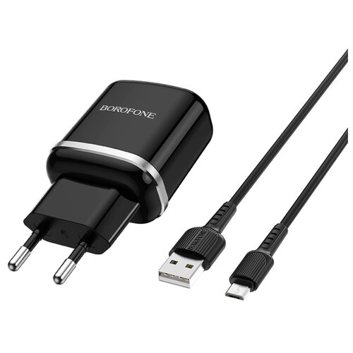 фото Сетевое зарядное устройство borofone ba36a high speed, один usb-порт, комплект с кабелем micro-usb, цвет чёрный