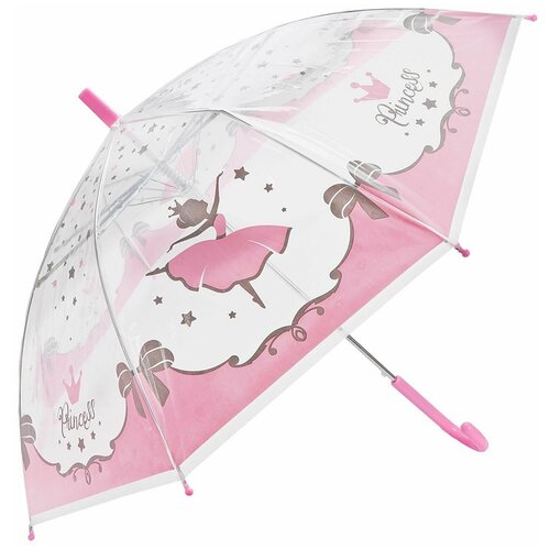 Зонт-трость Mary Poppins, бесцветный, розовый зонт детский mary poppins совушки механический радиус купола 46 см