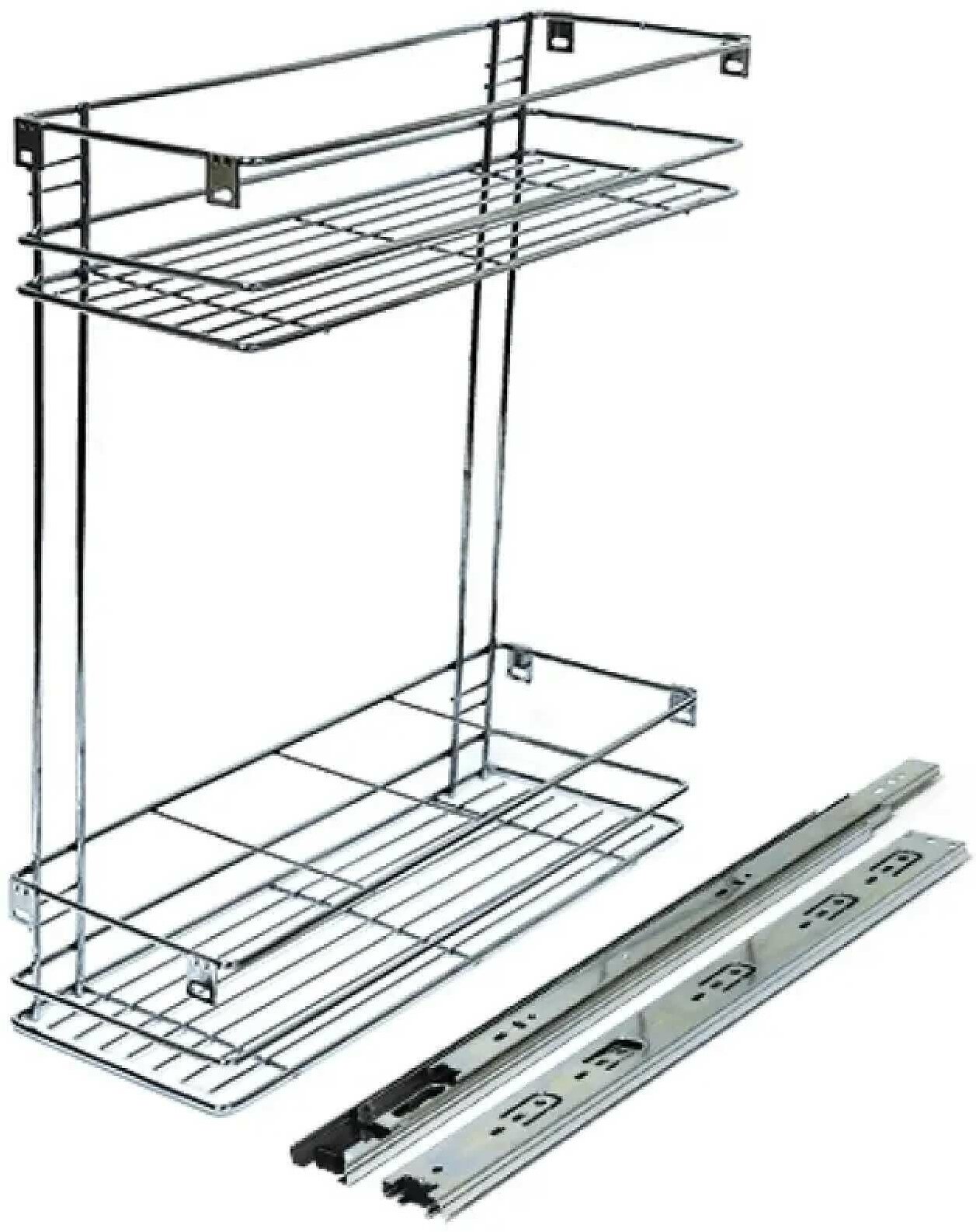 Бутылочница выдвижная 2-ярусная бокового крепления в шкаф шириной 200 мм