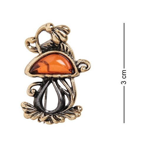 Брошь Art East, янтарь, золотой