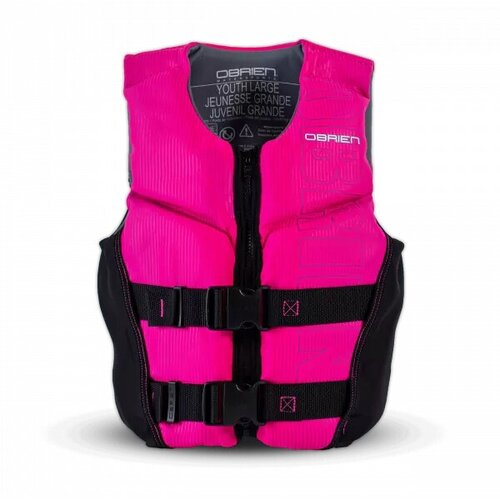 фото Жилет водный детский o'brien flex v-back blk/pink, размер l (30-40кг)