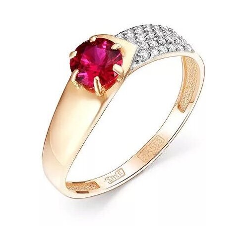 фото Кольцо с рубиновым корундом и фианитами vorobyeva