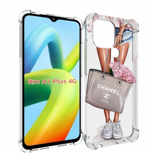 Чехол MyPads Девушка-с-сумкой женский для Xiaomi Redmi A1 Plus + задняя-панель-накладка-бампер