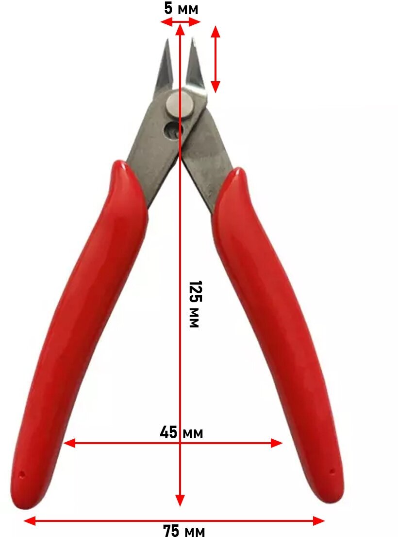 Бокорезы (кусачки) угловые Model 170 (медь до 1.0 мм, длина 130 мм, изгиб 45°, возвратная пружина) Красные - фотография № 3
