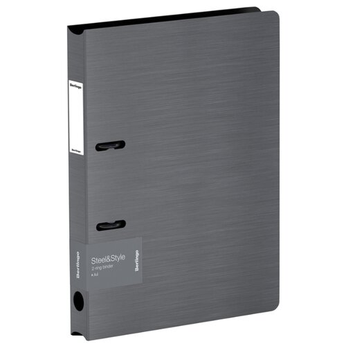 фото Berlingo папка на 2 кольцах steel&style a4, пластик серебристый металлик