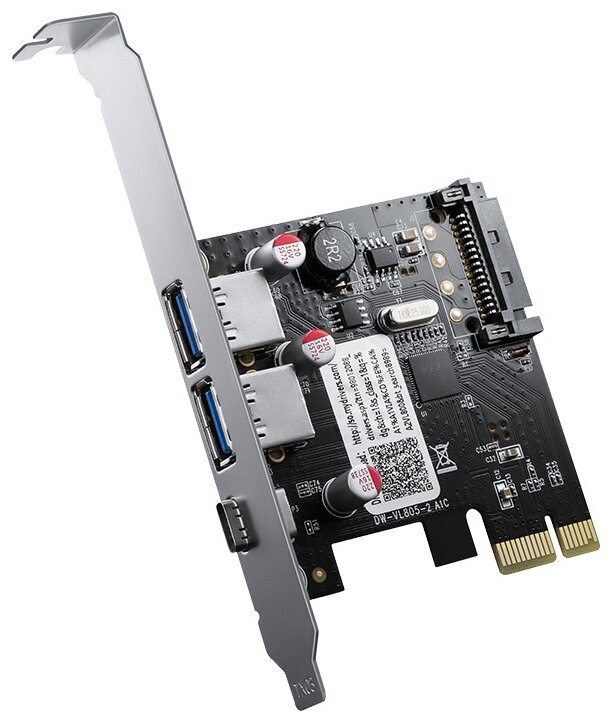 Плата расширения PCI-E на 2xUSB-A 3.0, 1xType-C, Orico PNU-2A1C, черный [ORICO-PNU-2A1C-BK-BP]