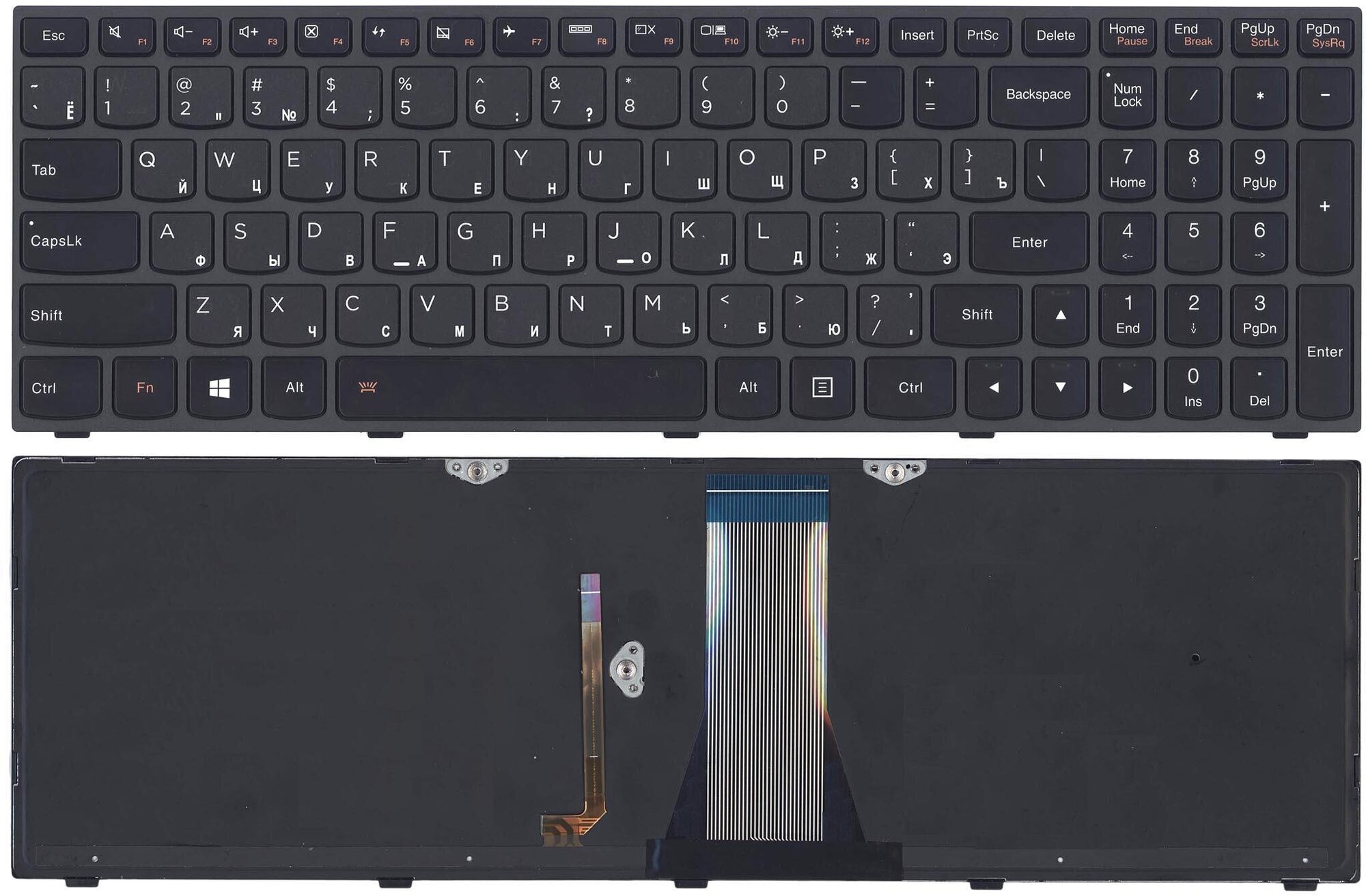 Клавиатура для ноутбука Lenovo G50-30 G50-70 Z50-70 черная c подсветкой p/n: 25214725 MP-13Q13US-686