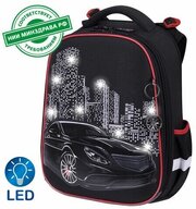 Ранец BRAUBERG PREMIUM, 2 отделения, с брелком, "City car", LED лампочки, 38х29х16 см, 271356