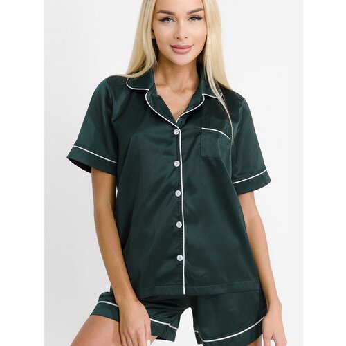 Пижама HappyFox, размер 50, зеленый хлопковая шелковая ночная рубашка fdfklak для женщин летняя свободная тонкая пижама без рукавов повседневная пижама на шнуровке ночные руба