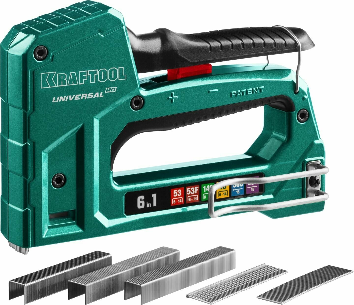Универсальный алюминиевый cтеплер 6-в-1: 53(6-14мм)/140(8-14мм)/13/ 53F/300/500, KRAFTOOL Universal-HD 3188