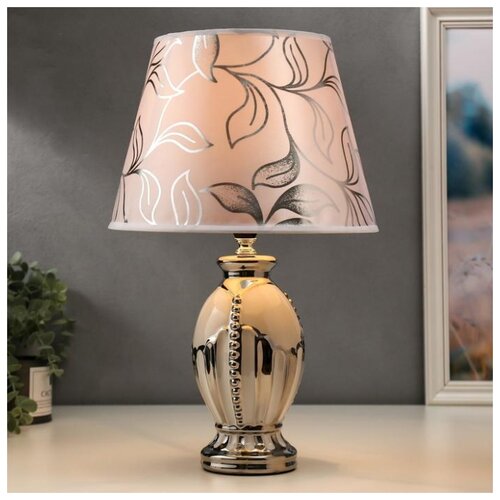 фото Лампа настольная risalux е14, 40 вт, бело-хромовый, 24*24*40 см