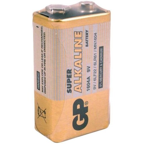 Батарейка GP Super Крона/6LR061 (9 В) алкалиновая (эконом, 1шт.) (1604A-OS1)
