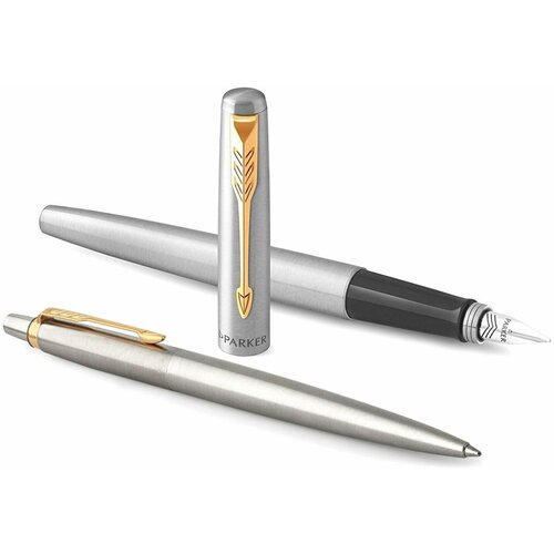 Набор PARKER Jotter Stainless Steel GT : шариковая ручка синяя и перьевая ручка, 2093257 . В заказе: 1 шт.