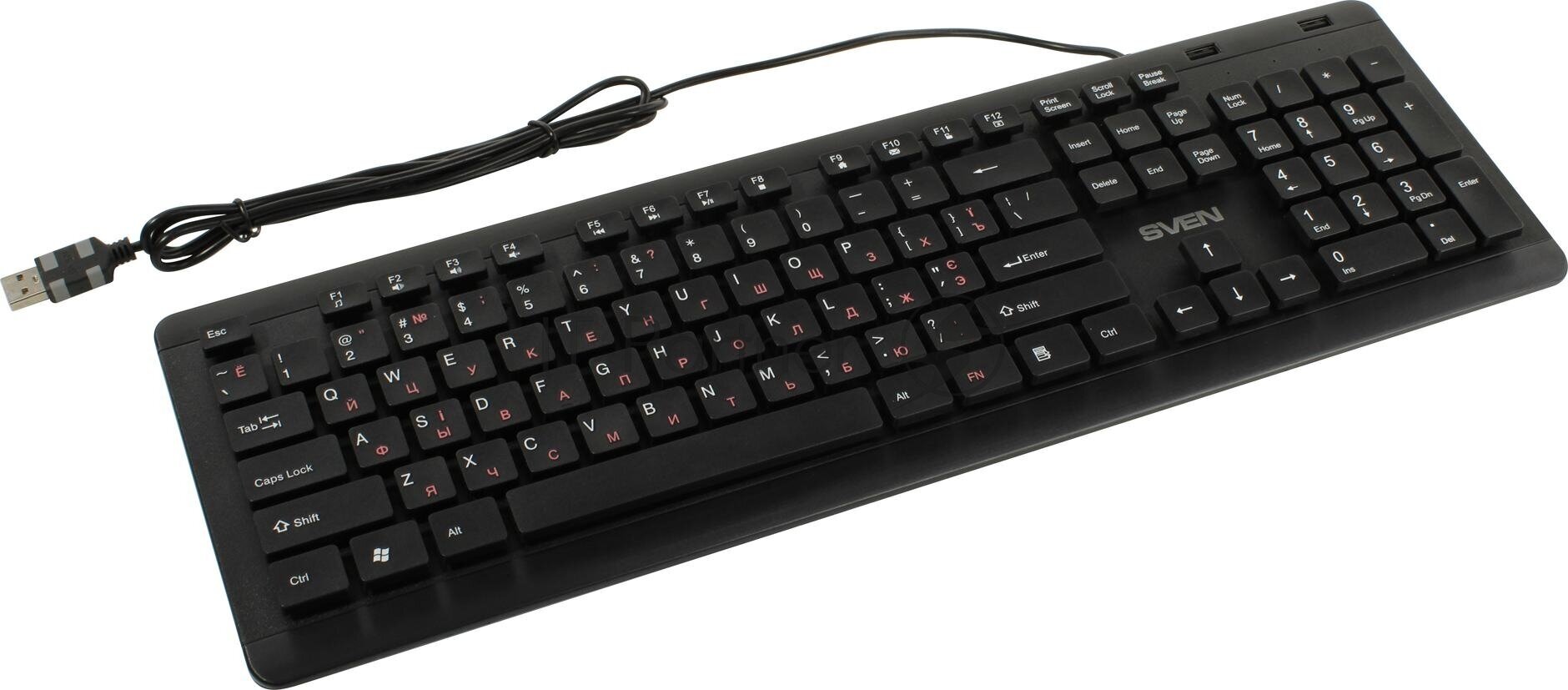 Клавиатура Sven SV-019150 черная, проводная, USB - фото №11