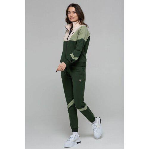 Костюм Bilcee, олимпийка и брюки, силуэт прилегающий, карманы, размер 48, хаки
