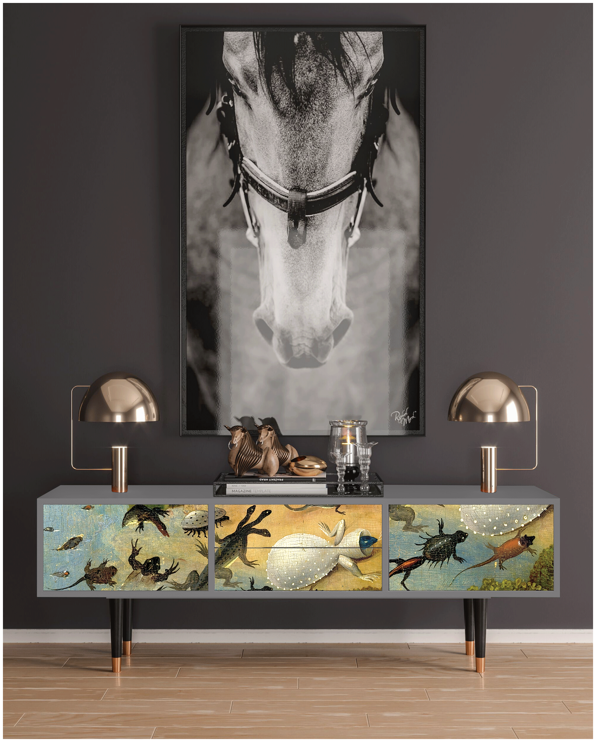 ТВ-Тумба - STORYZ - T4 The Garden by Hieronymus Bosch, 170 x 59 x 48 см, Серый