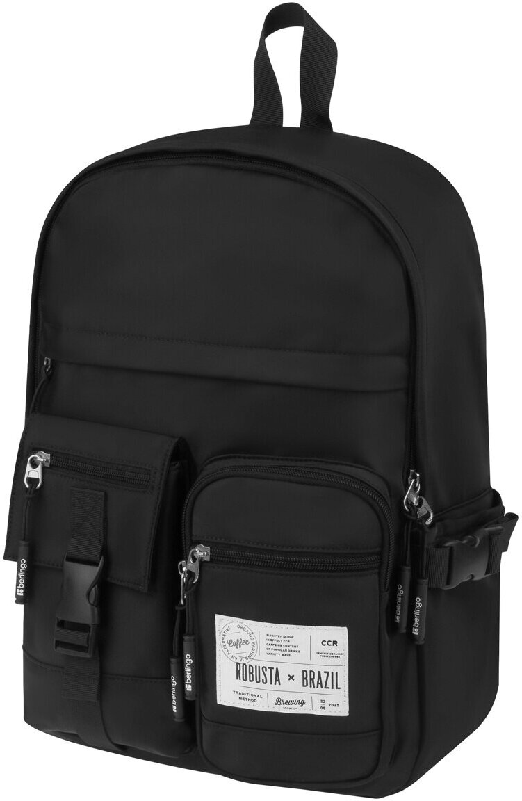 Рюкзак Berlingo "Tasty", Black Robusta, 40х28х15 см, 1 отделение, 7 карманов, уплотненная спинка (RU09157)