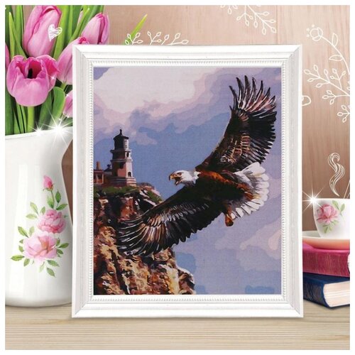 фото Роспись по номерам школа талантов по холсту "орел" с красками по 3 мл, кисти, крепеж, 30*40 см
