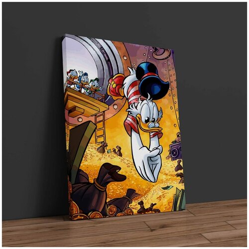 Картина интерьерная, панно, рисунок на холсте 60*90, скрудж монеты