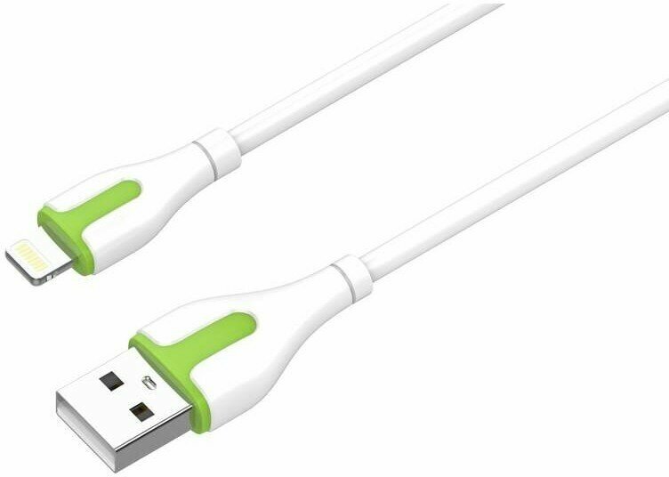 Кабель USB - Lightning, 2м, LDNIO LS572 White/Green (LD_C3816)