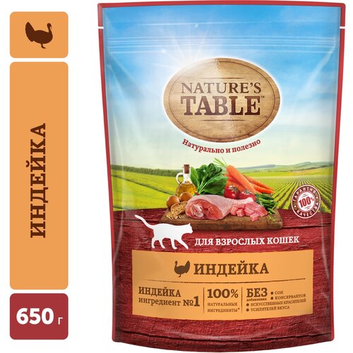 Сухой корм для кошек Nature's Table с индейкой 650 г