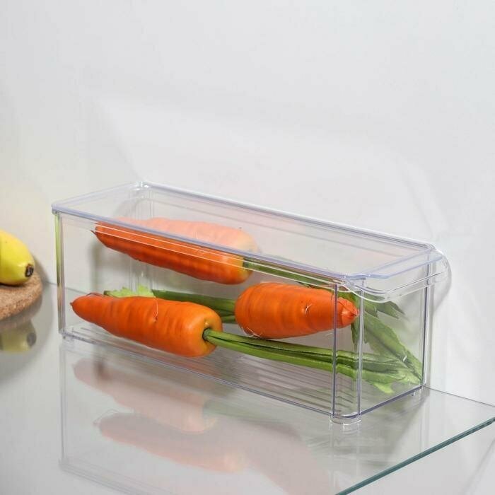 Контейнер для холодильника с крышкой IDEA, 10х30х10 см, цвет прозрачный