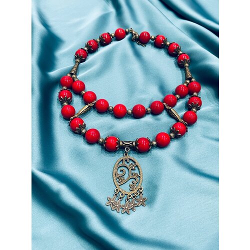 фото Чокер, агат, длина 42 см., красный, бордовый jewellery_by_marina_orlova