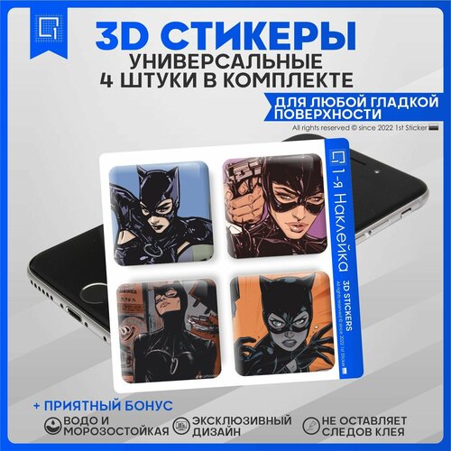 Наклейки на телефон 3D Стикеры Женщина кошка v3