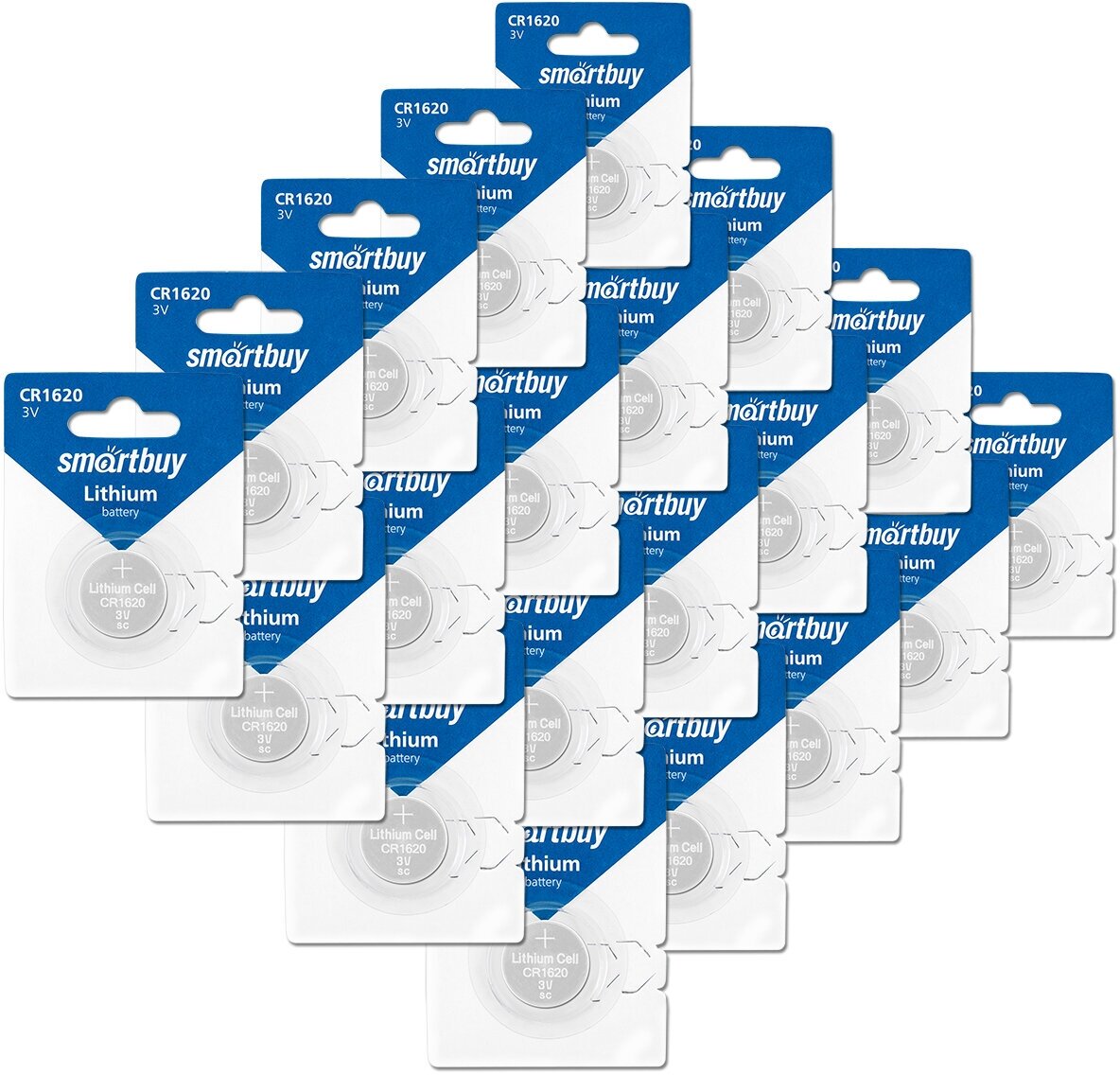 Батарейка CR1620 3V SmartBuy Blister, упаковка 20 шт.