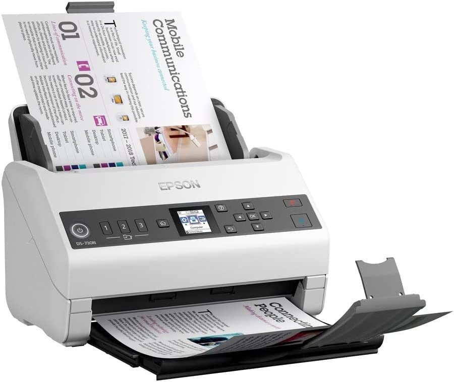 EPSON Сканер планшетный/протяжный Epson WorkForce DS-730N (B11B259401/B11B259502) A4 белый B11B259401/B11B259502