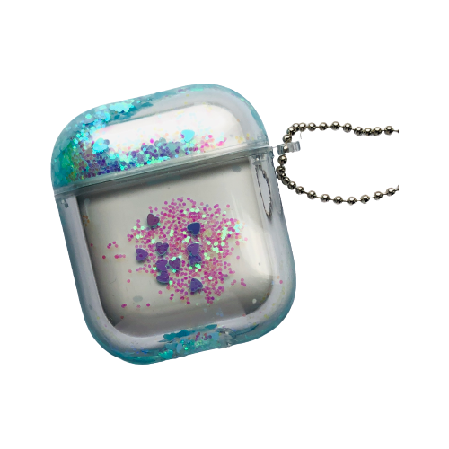 Кейс для AirPods re: Case Aqua Fantasy Sparkle Голубой(сердечки)