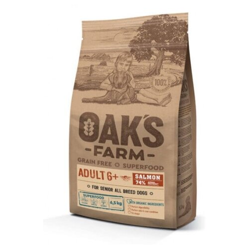 Oaks Farm GF сухой корм для собак 6+ всех пород, лосось 6,5 кг