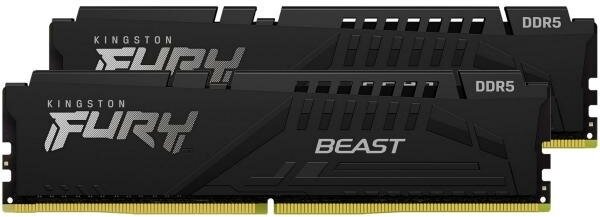 Оперативная память для компьютера 64Gb (2x32Gb) PC5-44800 5600MHz DDR5 DIMM Unbuffered CL40 Kingston FURY Beast KF556C40BBK2-64