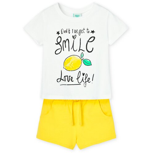 Комплект одежды Boboli, футболка и шорты, повседневный стиль, размер 122, белый, желтый