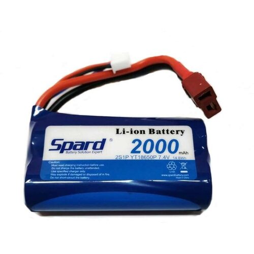 Аккумулятор Li-Ion Spard 2000mAh, 7,4V, 15C, T‐plug для Remo Hobby 1/16, Himoto 1/18