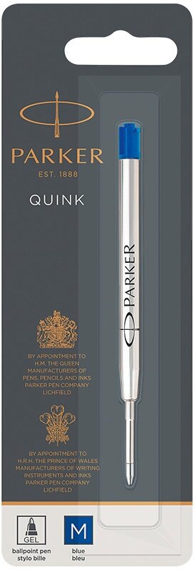 Стержень шариковый объемный Parker "QuinkFlow Ball Point" синий, 98мм, 1мм, метал. корпус, блистер