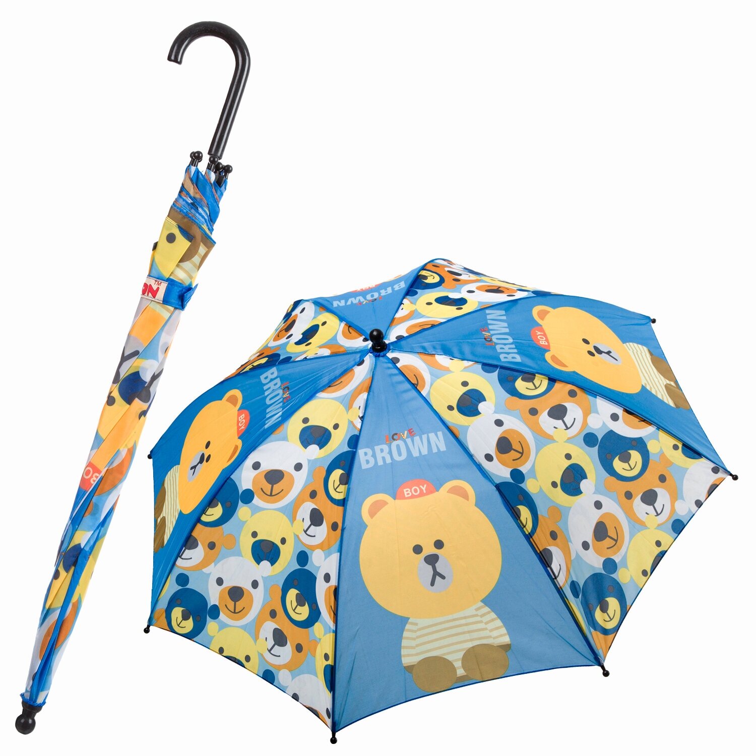 Зонт BONDIBON, авто, полиэстер, диам 9", два цвета с мишками