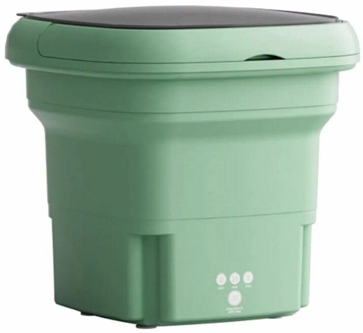 Мини стиральная машина автомат складная / Портативное ведро для стирки с отжимом зеленое - фотография № 14