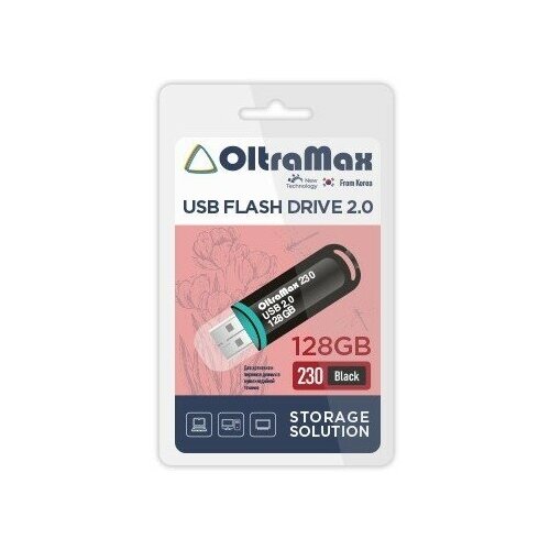 Флеш-накопитель 128Gb OltraMax 230, USB 2.0, пластик, чёрный