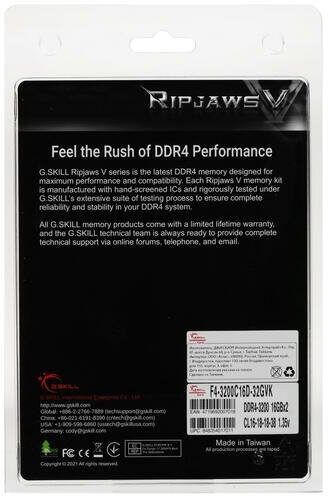 Модуль памяти DDR4 32GB (2*16GB) G.Skill Ripjaws V PC4-25600 3200MHz CL16 XMP 1.35V Classic Black - фото №15