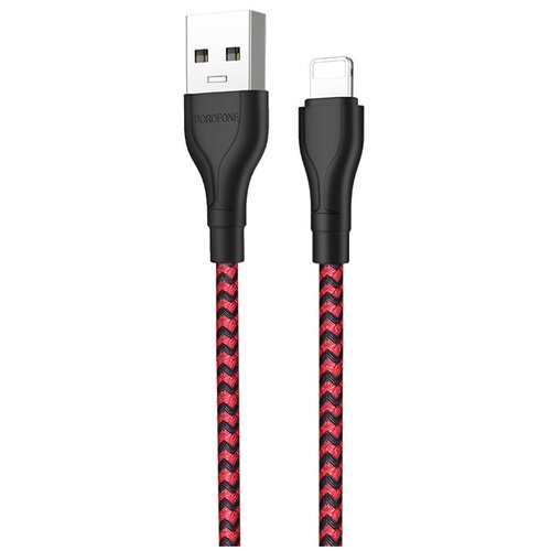 Кабель USB - Lightning 1м Borofone BX39 Beneficial - Черный/Красный usb кабель ldnio ls421 micro длина 1м максимальный ток 2 4а угловой коннектор нейлоновая оплетка серый