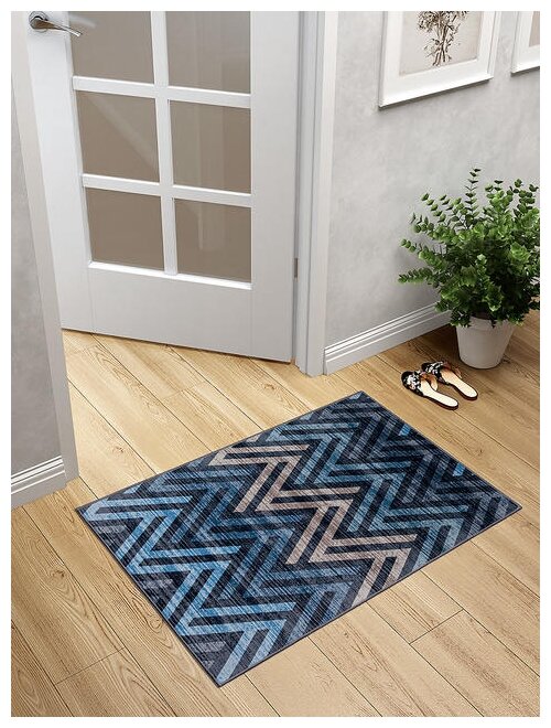 Коврик универсальный LUCKY 60х90см, синий/коричневый (зиг заг)