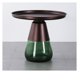 Кофейный столик Casablanca coffee table - высокий (Зеленое стекло, фиолетовый металл) - фотография № 1