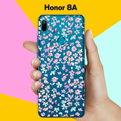 Силиконовый чехол на Honor 8A Розовые цветы / для Хонор 8А силиконовый чехол розовые цветы на honor 8a