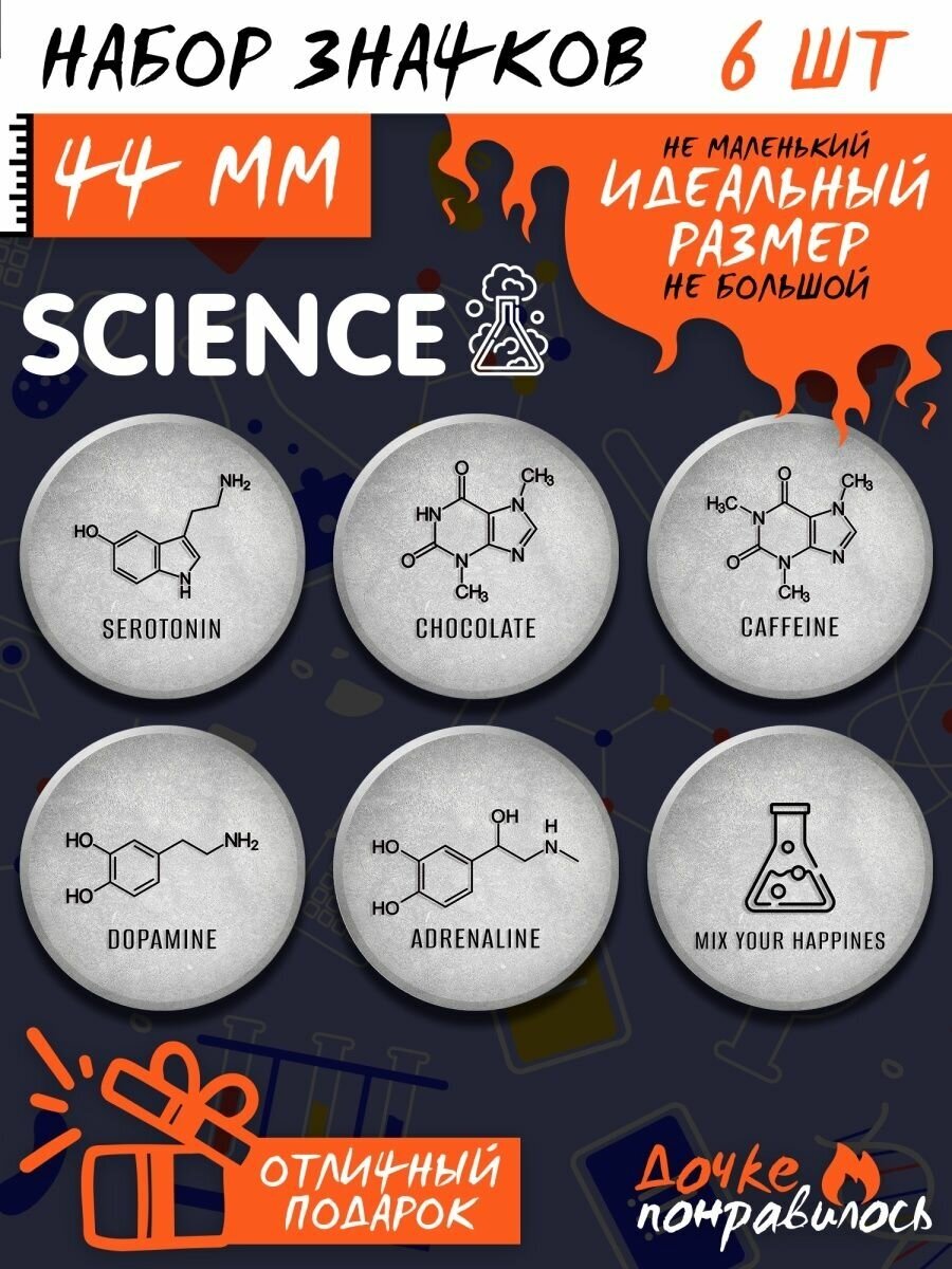 Значки на рюкзак Наука набор Химия