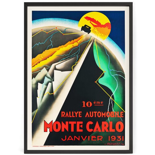 Винтажный плакат на стену гран-при Монте-Карло 1931 год Falcucci 70 x 50 см в тубусе