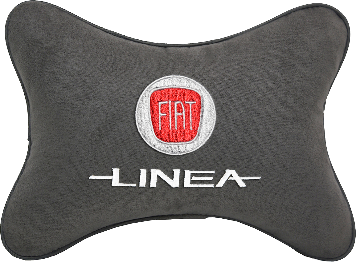 Подушка на подголовник алькантара D.Grey с логотипом автомобиля FIAT Linea