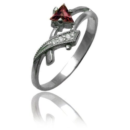 фото Top crystal кольцо с фианитом серебряное 40245329-гранатовый, размер 17