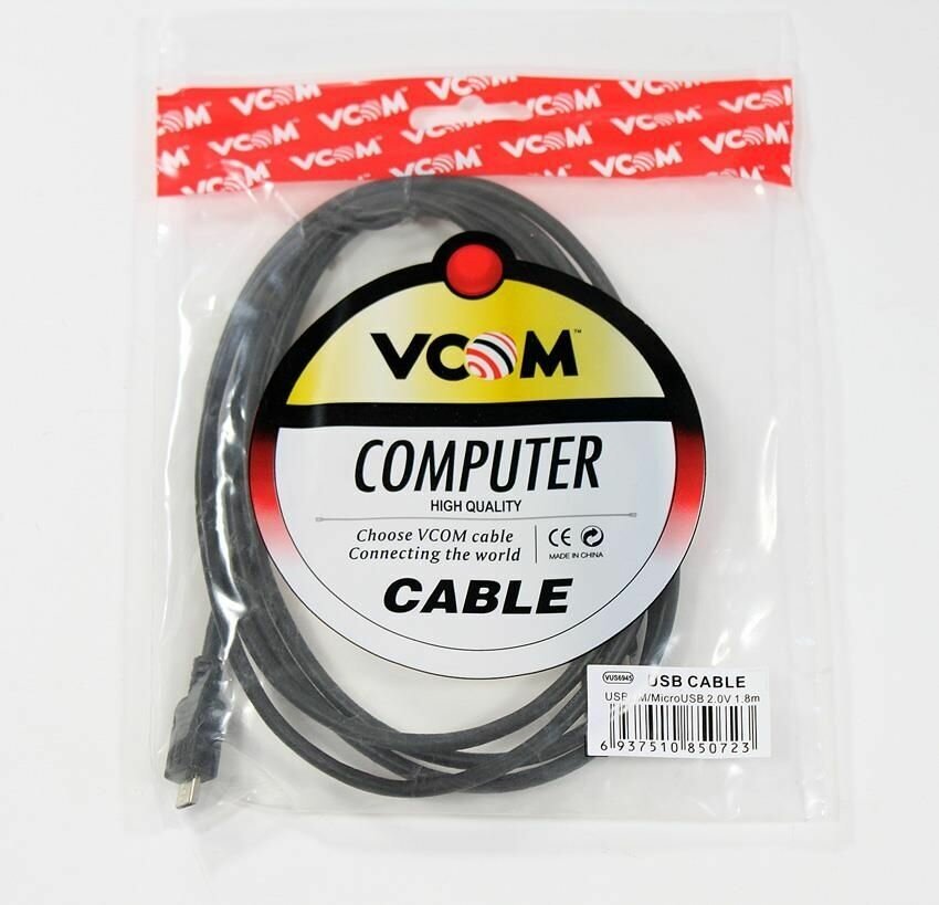 Кабель VCOM USB - microUSB (VUS6945), 1.8 м, черный VCOM Telecom - фото №5