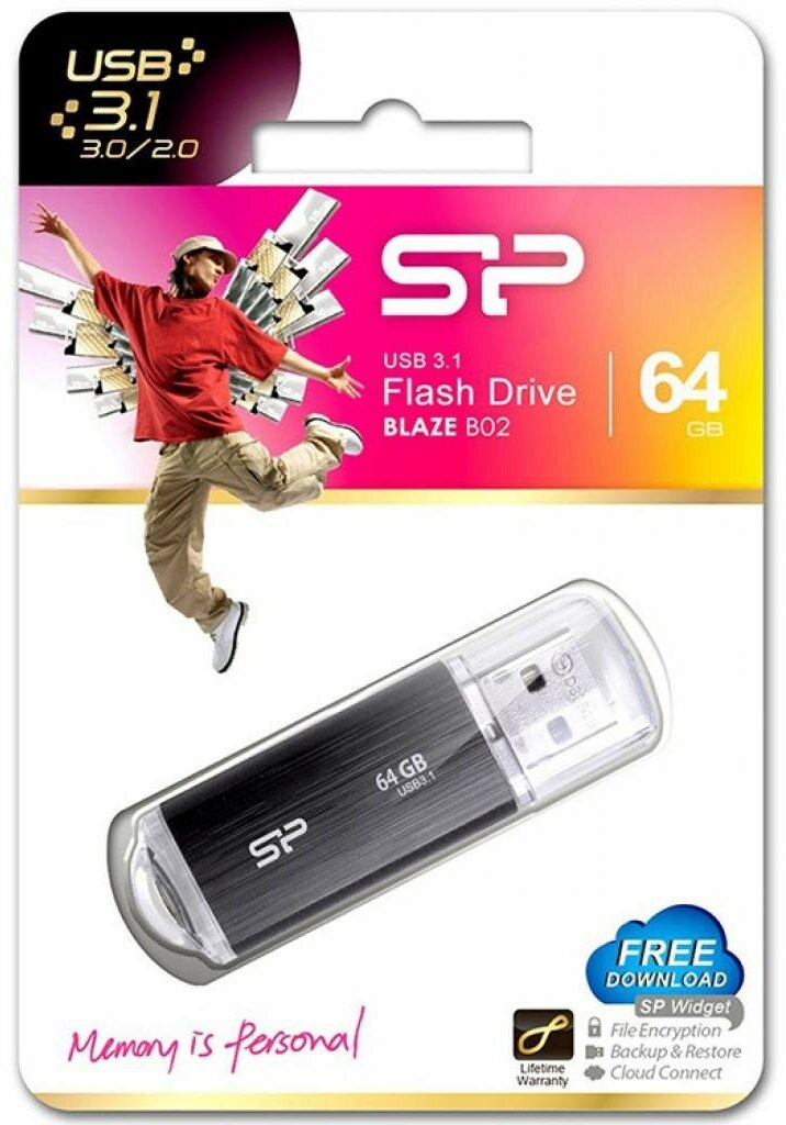 Флешка USB SILICON POWER Blaze B02 128Гб, USB3.1, черный [sp128gbuf3b02v1k] - фото №10